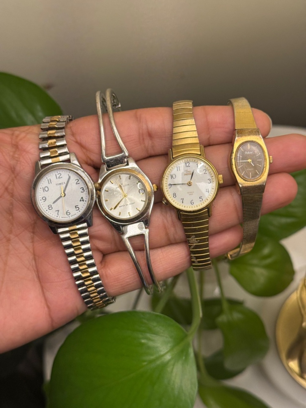 Timex-ann Klein pulsar Mixed Vintage Ladies Watch Lot - Gold & Silver Tones